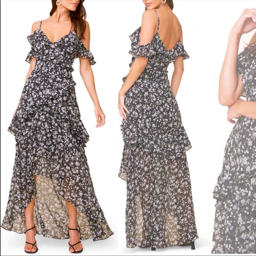 Astr The Label Nordstrom High Low At First Sight Ruffle Floral Party Maxi Dress